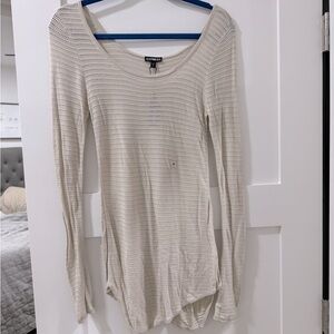 Express long line asymmetrical cream tan top
Size small NWT